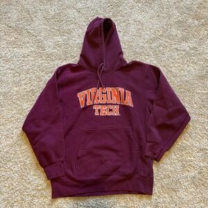 Vintage 90s Virginia Tech Pro Weave Hoodie‎ Pullover Men's Medium Maroon Orange